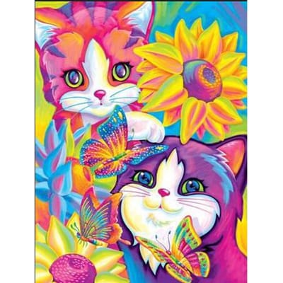 Kleurrijke cartoon kat diamant schilderij volledige ronde strass foto's diamant borduurwerk 20X30CM