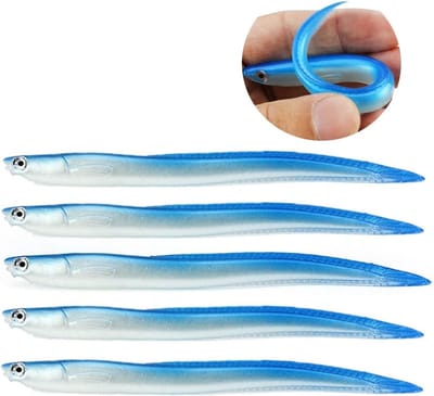Vijfdelige set met bionische aal, kunstmatige aas voor snoek en forel, perfect voor het vissen met lijnen