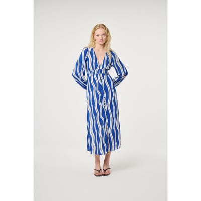 Fabienne Chapot Ana Dress Cosy White/cobalt Maat: 34 | Maxi Jurken Outlet | Dames | Blauw