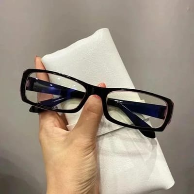 Lunettes Carrées Rétro Femmes Cosplay Mode Monture Étroite Petite Sans Verres Imprimé Léopard Noir white