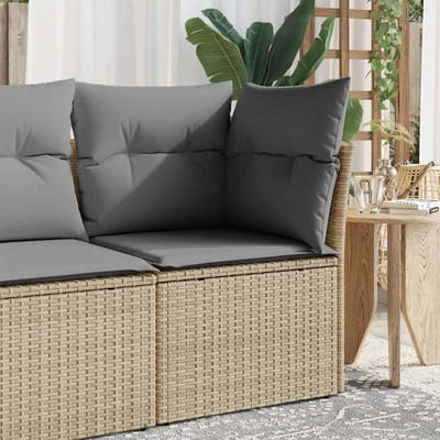 vidaXL - Tuinhoekbank - met - kussens - poly - rattan - beige
