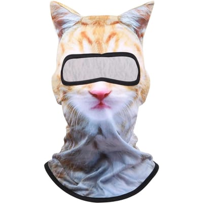 Masque Balaclava Chat à Ski Visage Animal Complet Capuche Mignonne Animale Balaclava Chapeau Moto Motocross Ski Snowboard white