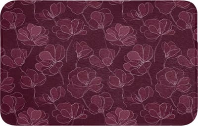 WC mat 80x50 cm - Antislip - Bloemen - Patroon - Bordeauxrood - Toiletmat - Vloermat - Douchemat - Toilet tapijt - Toiletmatten
