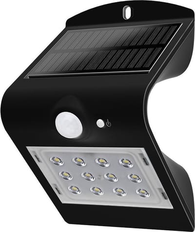 V-TAC VT-767-2-B Solar Wandlamp - IP65 Waterdicht - Zwart - 1.5W - 220 Lumen - 4000K