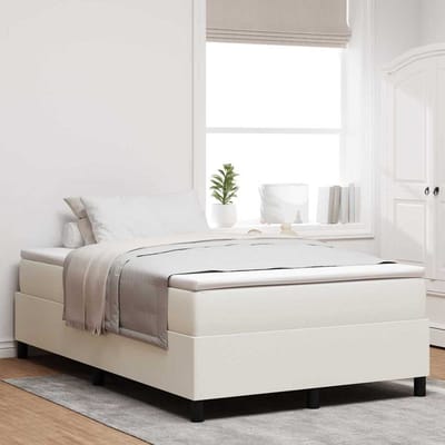 vidaXL - Boxspring - bed - Crème - en - Wit - 120 - x - 190 - cm - Corduroy - stof