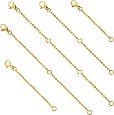 5-delige RVS Extensie Kettingen Set, Gouden Kettingen van 50 mm tot 150 mm, Inclusief Sluitingen en Karabijnhaken voor Sieraden, Armbanden en DIY Creaties