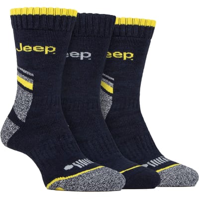 Heren Heavy Duty Werksokken met Boogondersteuning | Jeep | Volledige Kussen High-Performance Katoenen Bocksokken met Versterkte Hiel en Teen - Marineblauw / Grijs