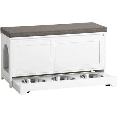 SoBuy FSR136-W Kattenhuis - Katten Bench - Kattenbak Kast - Kattenbakkast - Schoenenbank - Schoenenrek - Schoenenkruk - 90x36x44cm - Wit