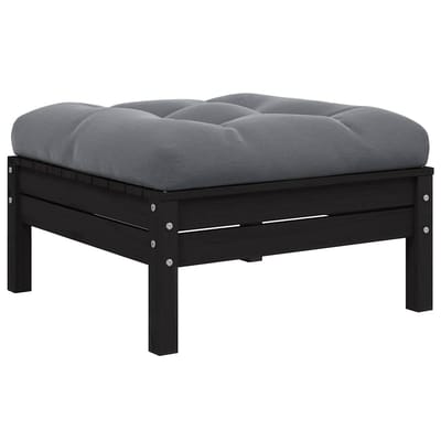 vidaXL - Tuinbank - 2-zits - met - kussens - massief - grenenhout - zwart