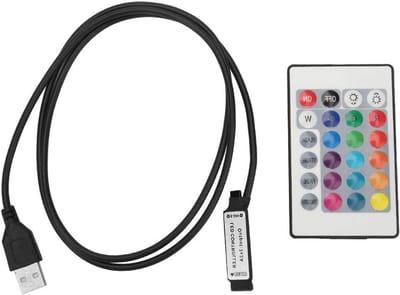 Draadloze RGB LED Strip Afstandsbediening met 24 Toetsen en 6A Lamp Effect voor LED Verlichting en Decoratie (Kabel Lengte 1m)