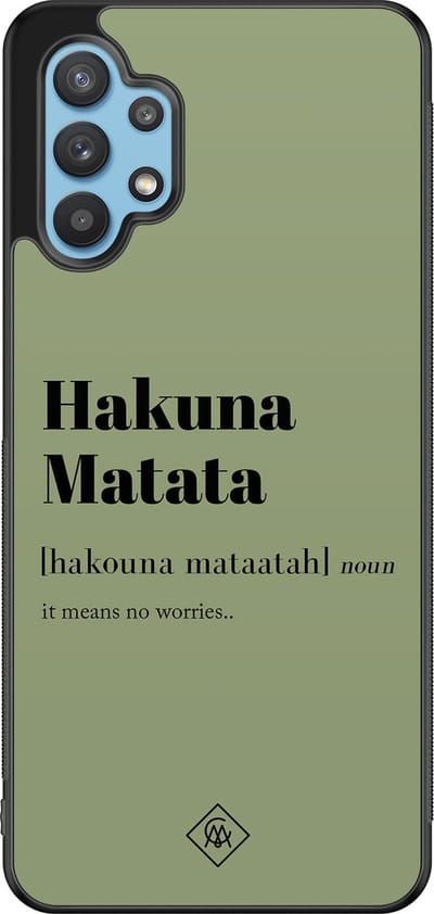 Casimoda® hoesje - Geschikt voor Samsung Galaxy A32 5G - Hakuna Matata - Zwart TPU Backcover - Tekst - Groen