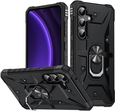 Coverup Hoesje - Geschikt voor Samsung Galaxy A26 Hoesje - Coverup Heavy Duty Ring Kickstand Back Cover - Zwart