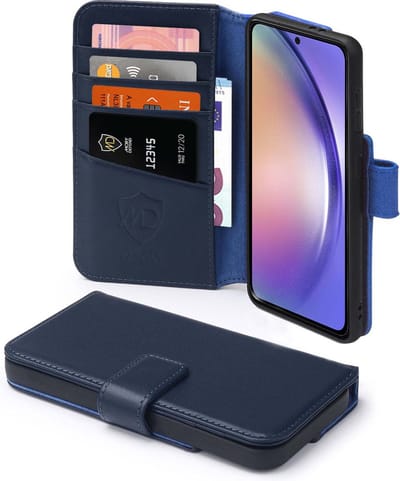 MobyDefend Hoesje - Geschikt voor Samsung Galaxy A54 - Luxe Leren Wallet Bookcase - Blauw