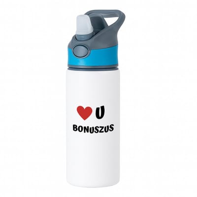 Hacebo® - love u bonuszus waterfles met rietje blauw - Zus - de liefste zus - verjaardag - cadeautje voor zus - zus artikelen - kado - geschenk - water fles - 650ML