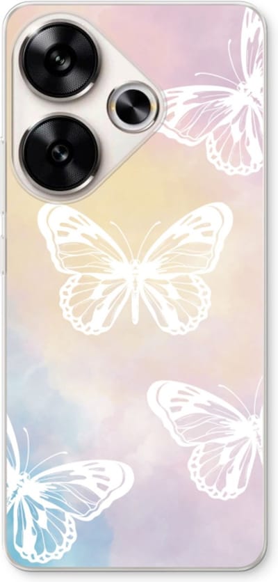 Case Company® - Hoesje geschikt voor Xiaomi Poco F6 hoesje - White butterfly - Soft Cover Telefoonhoesje - Bescherming aan alle Kanten en Schermrand