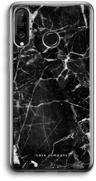 Case Company® - Hoesje geschikt voor Huawei P30 Lite hoesje - Zwart Marmer - Soft Cover Telefoonhoesje - Bescherming aan alle Kanten en Schermrand