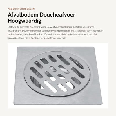 Dailygoods- Afvalrooster Verdikt Roestvrij Staal - Vloerafvoer - Doucheafvoer - Keukenafvoer - Corrosiebestendig - Duurzaam Materiaal