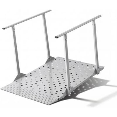 VEVOR rolstoelhelling met leuningen, drempelhelling van 1140x850x705 mm met een maximaal draagvermogen van 199,6 kg, antislip ijzeren helling, draagbare helling voor scootmobielen, deurdrempels, stoepranden en trappen.