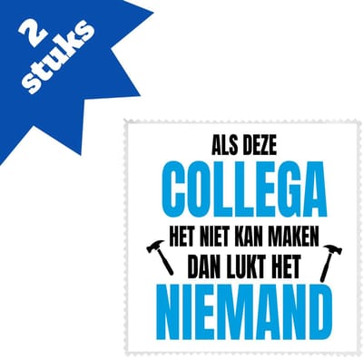 Akyol - als deze collega brillendoekjes - Collega - een collega - werk - afscheidscadeau - verjaardagscadeau - kado - 17,8 bij 17,8 cm - 2 stuks