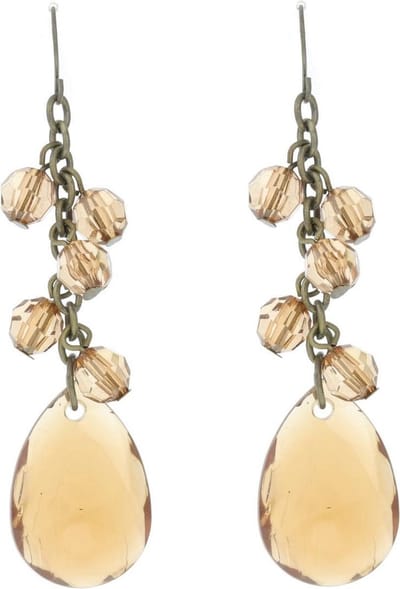 Behave - Oorbellen hangers bruinkleur kralen - Glanzende avondstijl