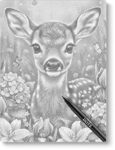Hertje met Bloemen | Stippelschilderij | 30x40cm | Dot painting | Oh My Dotz | Dots stippen | Diamond painting & Schilderen op nummer alternatief | Happy hobby