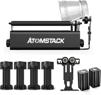 ATOMSTACK R3 PRO Laser Rotary Roller - Lasergraveerder Y-as Draairoller - met 360° draaibare gravure - voor cilindrische voorwerpen - Laserdraairoller - Laser Rotatieroller - Accessoires voor Laser Graveermachine