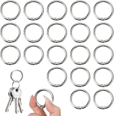 Set van 20 Ronde Carabiners 20 mm met Zink O-Ring Haakjes, Sterke en Duurzame Bevestigingsmiddelen voor Outdoor Activiteiten