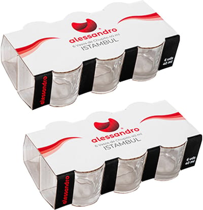 Alessandro Shotglaasjes Istambul - 12x stuks - glas - 40 ml - borrelglazen - likeurglazen