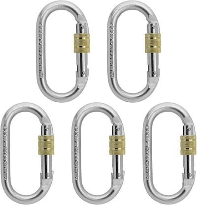Stalen Karabiners Set - Ovale Schroefkarabiners - Klimmen en Veiligheid - Getest volgens EN Normen