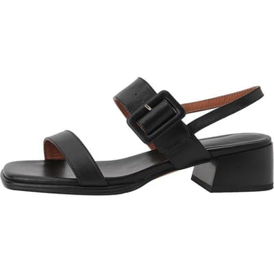 Chaussures d'été pour femmes Chaussures à bout ouvert Sandales pour femmes Talon carré Cuir véritable Talon épais Talon moyen Sandales à talons Cuir de vache 38 noir