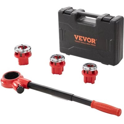 VEVOR Draadsnijmessenset, 1/2 inch NPT, 3/4 inch NPT, 1 inch NPT, Draadsnijder, Pijpsnijset met 3 NPT-snijmessen, Opbergkoffer voor gegalvaniseerde aluminium, ijzeren en koperen buizen