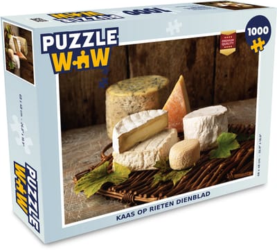 Puzzel Kaas op rieten dienblad - Legpuzzel - Puzzel 1000 stukjes volwassenen