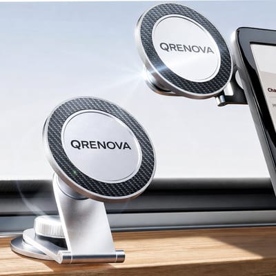 Qrenova Tesla Telefoonhouder Model 3/Y/S/X – MagSafe Compatibel – Magnetische Dashboard Houder – 360° Draaibaar – Aluminium