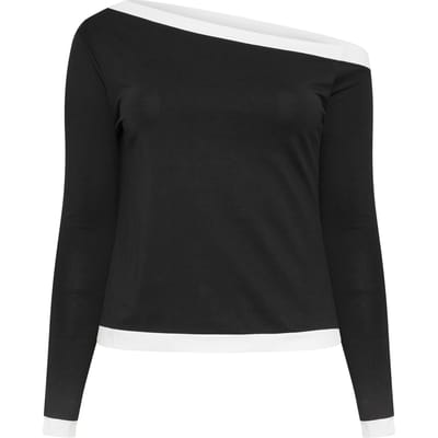 Limited Collection Zwarte Contrasterende Top Met Blote Schouders Size 42
