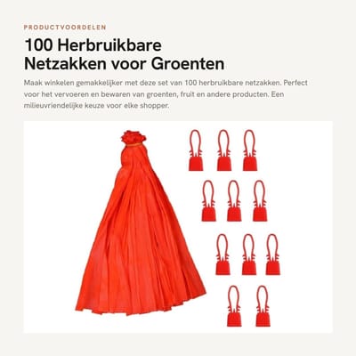 Dailygoods- Netzakken 100 Stuks - Herbruikbare Boodschappentas - Ademend - Opbergtas - Lichtgewicht - Met Netgesp