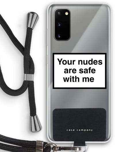 Case Company® - Hoesje met koord geschikt voor Samsung Galaxy S20 hoesje met Koord - Safe with me - Telefoonhoesje met Zwart Koord - Bescherming aan alle Kanten en Over de Schermrand