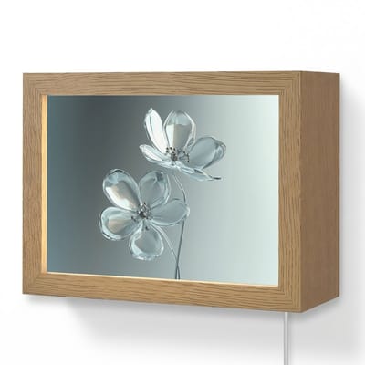Wandlamp 20x15 cm - Oplaadbaar - Kristal - Bloemen - Grijs - Wandlampen binnen woonkamer - Slaapkamer lamp met kabel - Decoratieve nachtlamp - Vloerlamp snoer