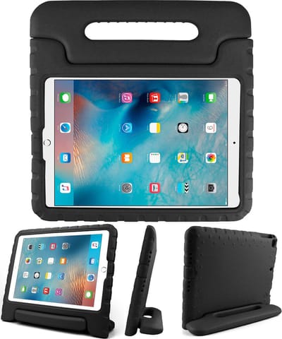 Geschikt Voor iPad 6/5 Hoes Kinderen - Hoesje Kind - 6e/5e Generatie Cover - Solidenz Kindertablet Hoes 2018/2017 - 9.7 Inch - Kidsproof Backcover - Met Pencil Houder - Kids Case - A2757 - A2777 - A2696 - Zwart