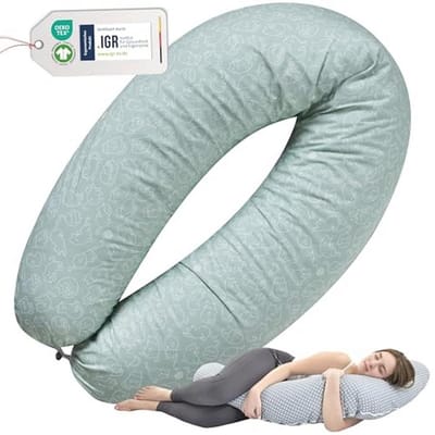 Ergonomisch zwangerschapskussen 190 x 30 cm, zijslaper kussen, comfortabele kussen voor volwassenen, baby kussen met katoen hoes