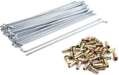 Dailygoods- Velg Wielspakenset 36 Stuks - Zilveren Spaken - 180 mm Lengte - Metaal met Nippel - Slagvast - Duurzaam - Wielspaken