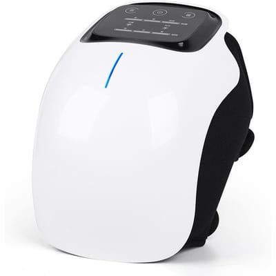 Knie Massager Infrarood Warmte en Vibratie Kniepijn Verlichting bij Zwelling Stijve Gewrichten Gespannen Banden en Spierblessures wit