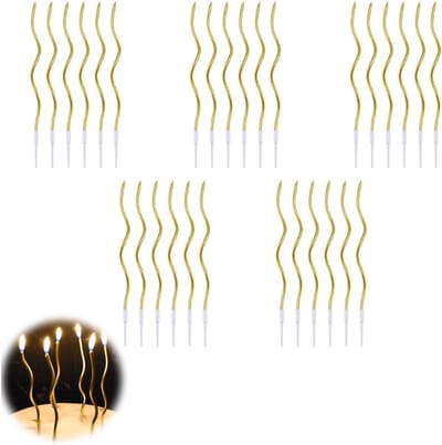 Gouden Spiralen Taartkaarsen voor Verjaardagen, Bruiloften en Feestdecoraties - 30 Stuks