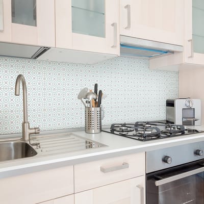 Zelfklevende tegelmuurstickers voor keuken en badkamer - 30 cementtegelstickers, Azulejos Emilia-stijl - 30 stickers, 20x20 cm