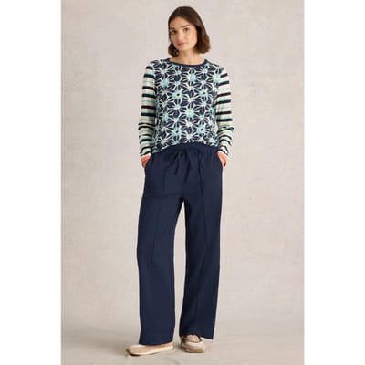 White Stuff Freda Wide Leg Trouser Dark Navy Größe: 6 LONG | Ausgestellte Hosen Outlet | Damen | Blau