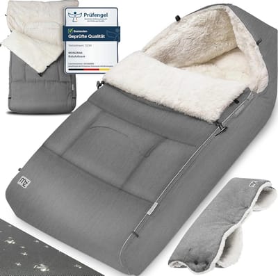Voetenzak voor baby's met handwarmers en reflectoren voor winterse veiligheid