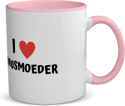 Akyol - i love bonusmoeder koffiemok - theemok - roze - Moeder - de liefste bonusmoeder - moeder cadeautjes - moederdag - verjaardag - geschenk - kado - 350 ML inhoud