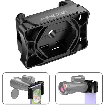 Adaptateur de téléphone de télescope universel APEXEL pour Microscope de jumelles monoculaires avec 23mm-50mm noir