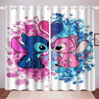 Stitch Cartoon Anime Stofdicht Balkonscherm Gordijnen Voor Woonkamer Slaapkamer Verduisterende Gordijnen Polyester Thuis 100x140