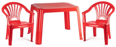 Plasticforte Tuinstoelen en tafel set voor kinderen - kunststof - rood - met 2x stoelen - buiten/binnen