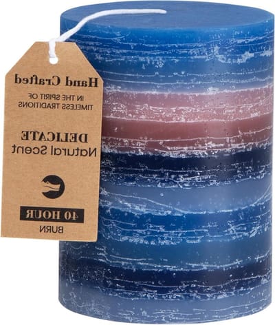 Pillar Kaars - Sierkaars Geurkaars - Huis Decoratie - Handgegoten Gelaagd - 7.6 x 10.2 cm - Blauw